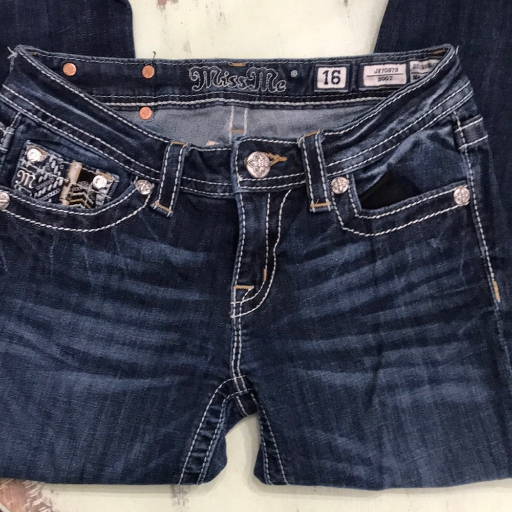 Miss Me Blue Embellished Jeans Classic Stitching
